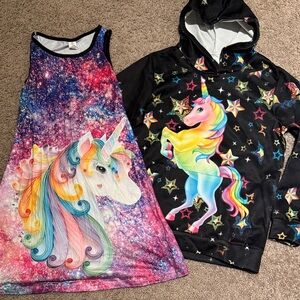 Colorful Unicorn Dress and Hoodie Set
